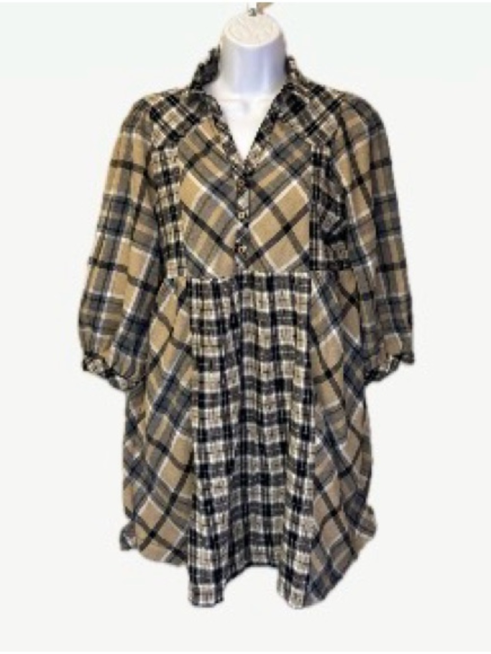 Umgee Plaid Button-Front Dress Size S
